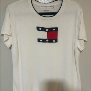 Vintage Tommy Hilfiger White Knit Top with Logo